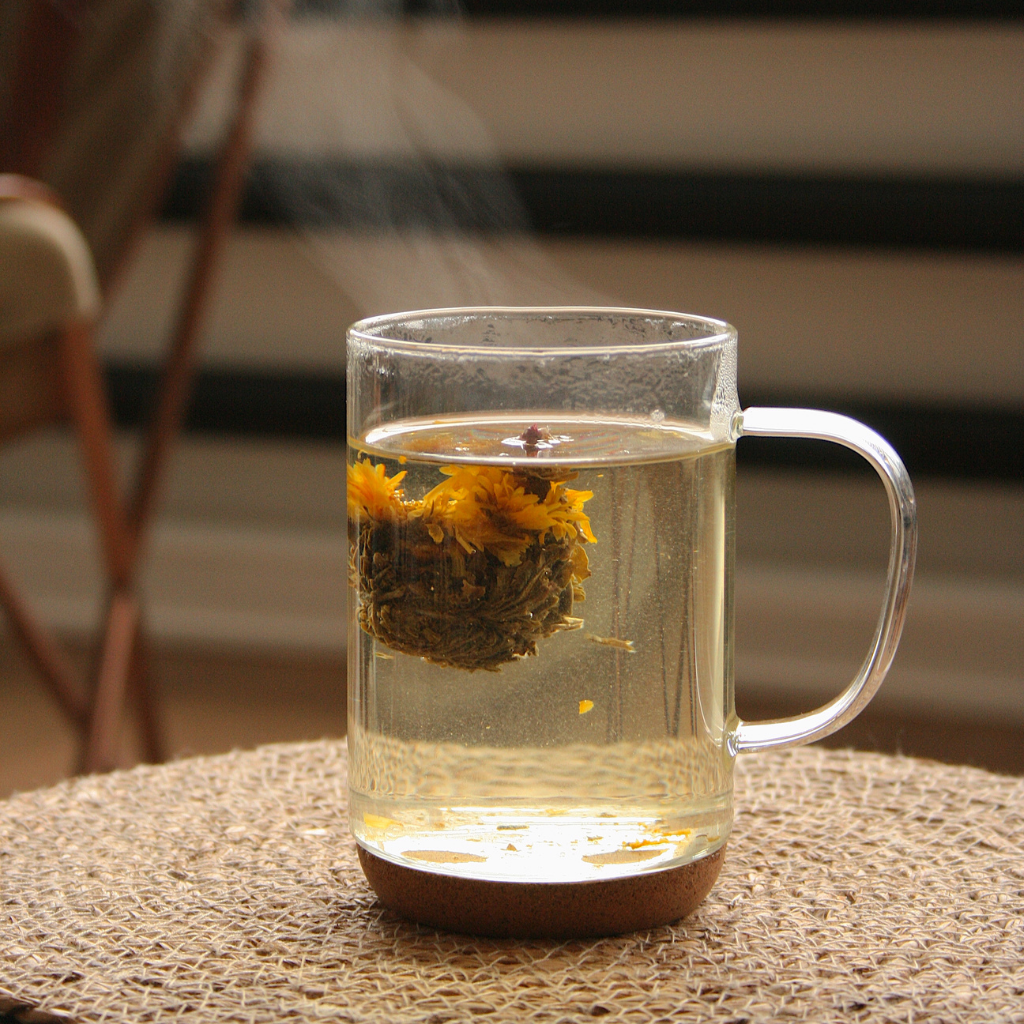 Coffret tasse transparente - LABR - Fleurs de thé artistiques